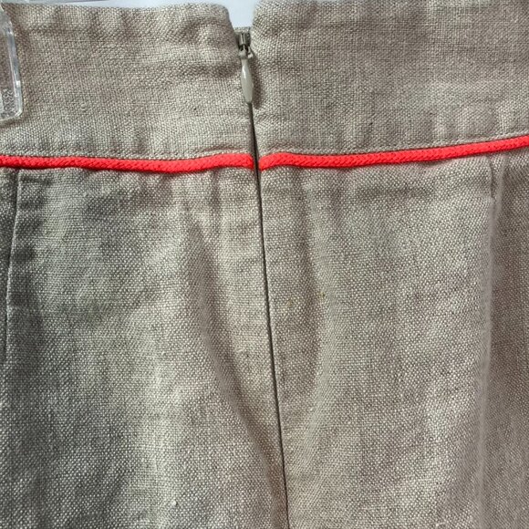 Ann Taylor Loft Linen Mini Skirt Pockets Neon Trim Y2K Womens 2 Tan Neon Boho - Picture 8 of 14